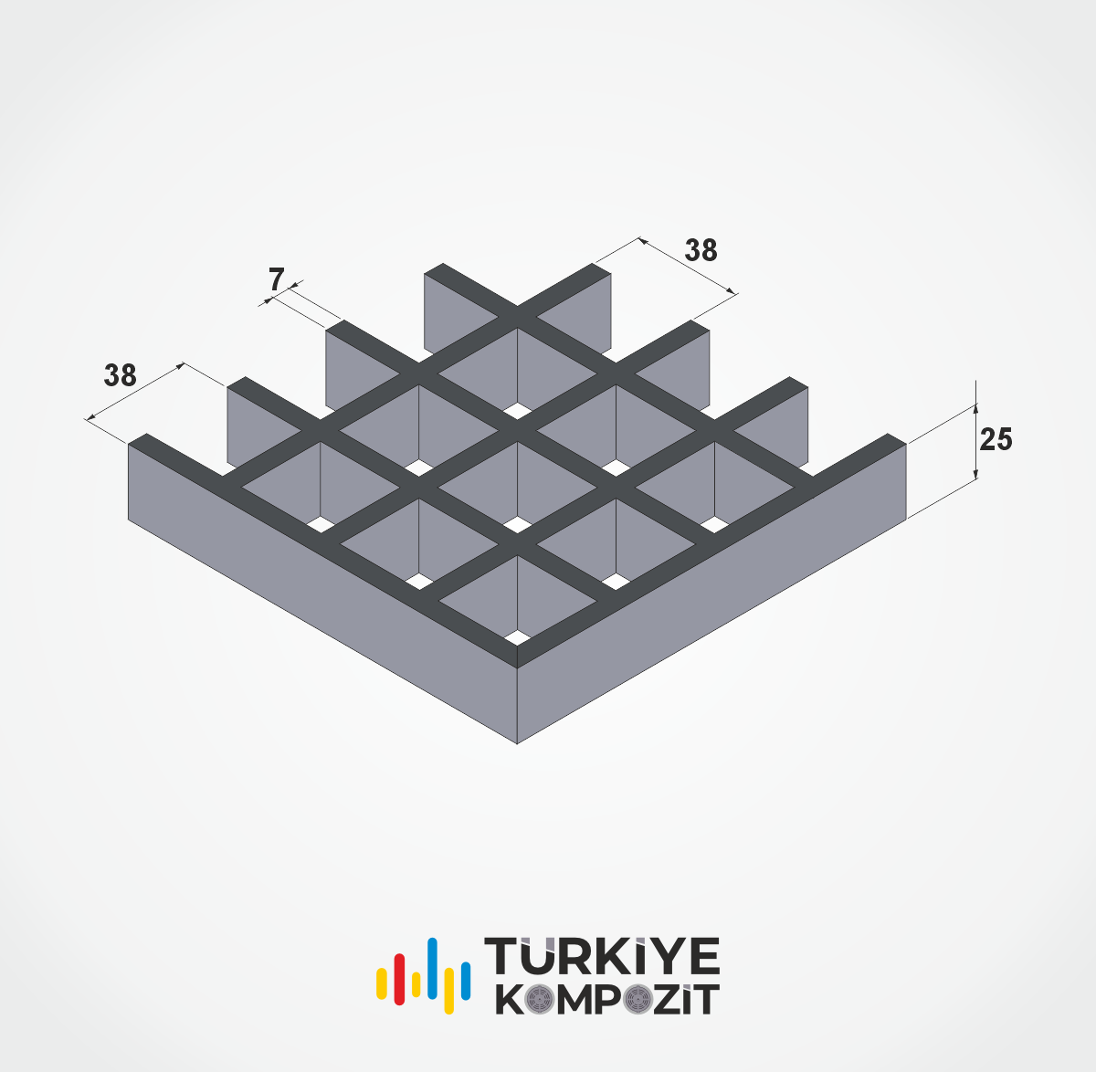 CTP GRP FRP Kompozit Izgara (38×38×25) | Türkiye Kompozit