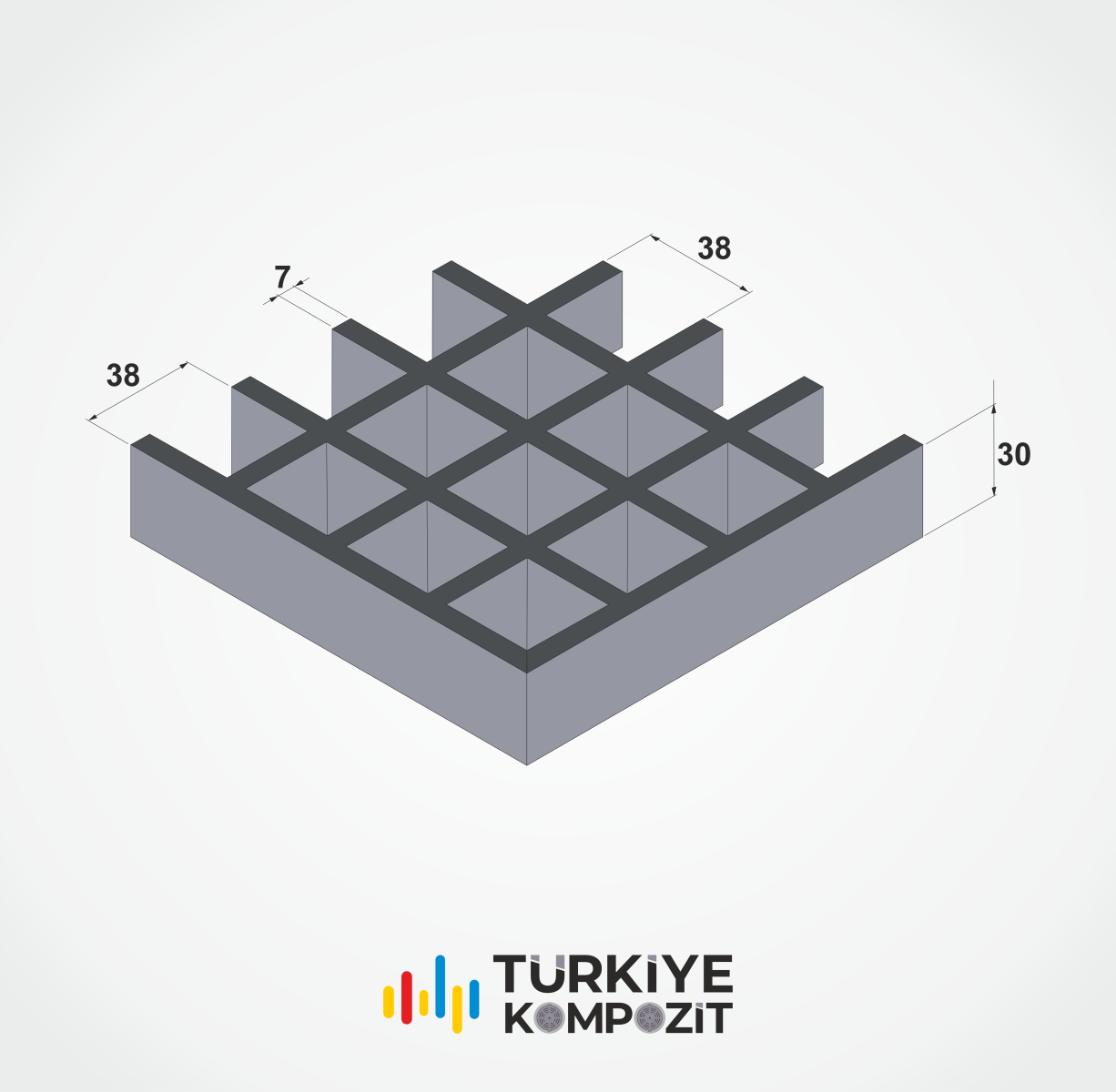 CTP GRP FRP Kompozit Izgara (38×38×30) | Türkiye Kompozit