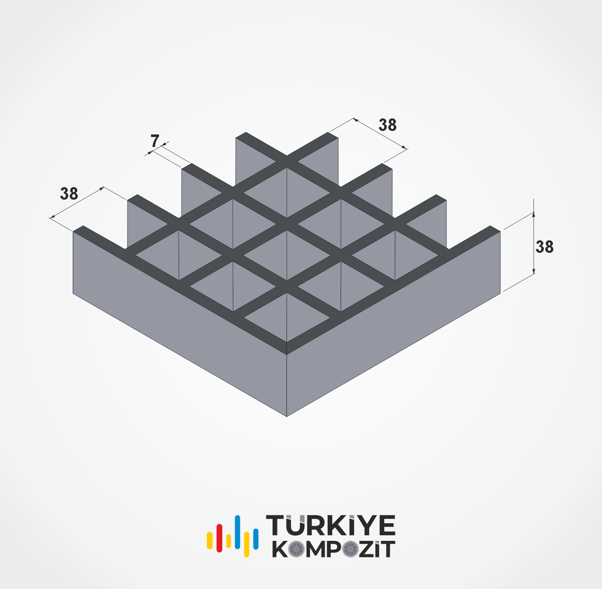 CTP GRP FRP Kompozit Izgara (38×38×38) | Türkiye Kompozit