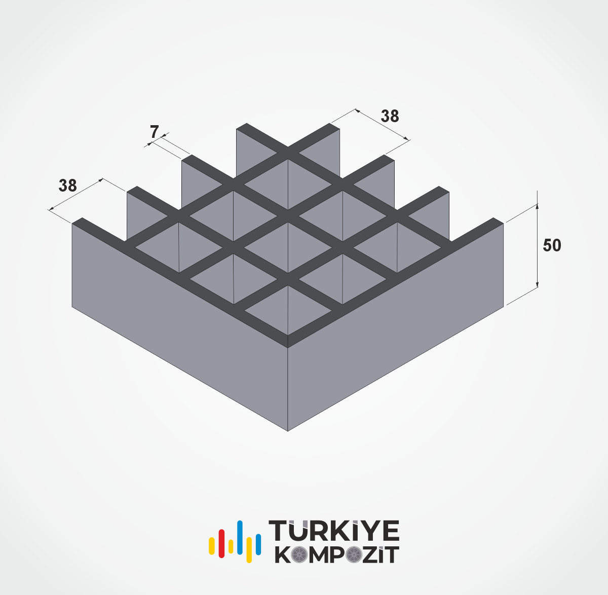 CTP GRP FRP Kompozit Izgara (38×38×50) | Türkiye Kompozit