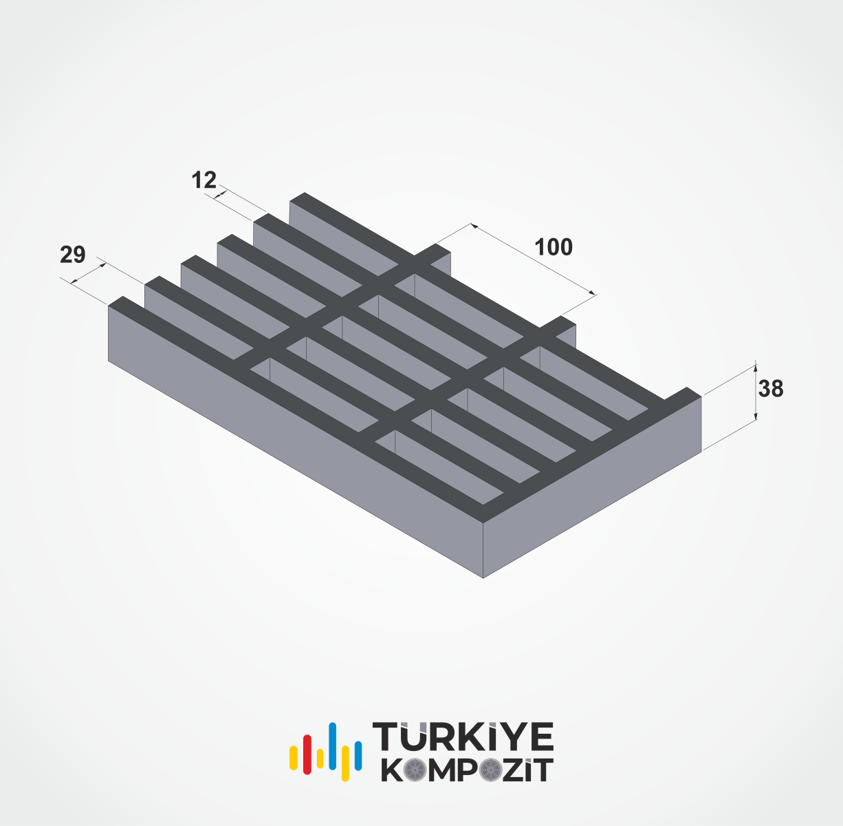 CTP GRP FRP Kompozit Izgara (100×25×38) | Türkiye Kompozit